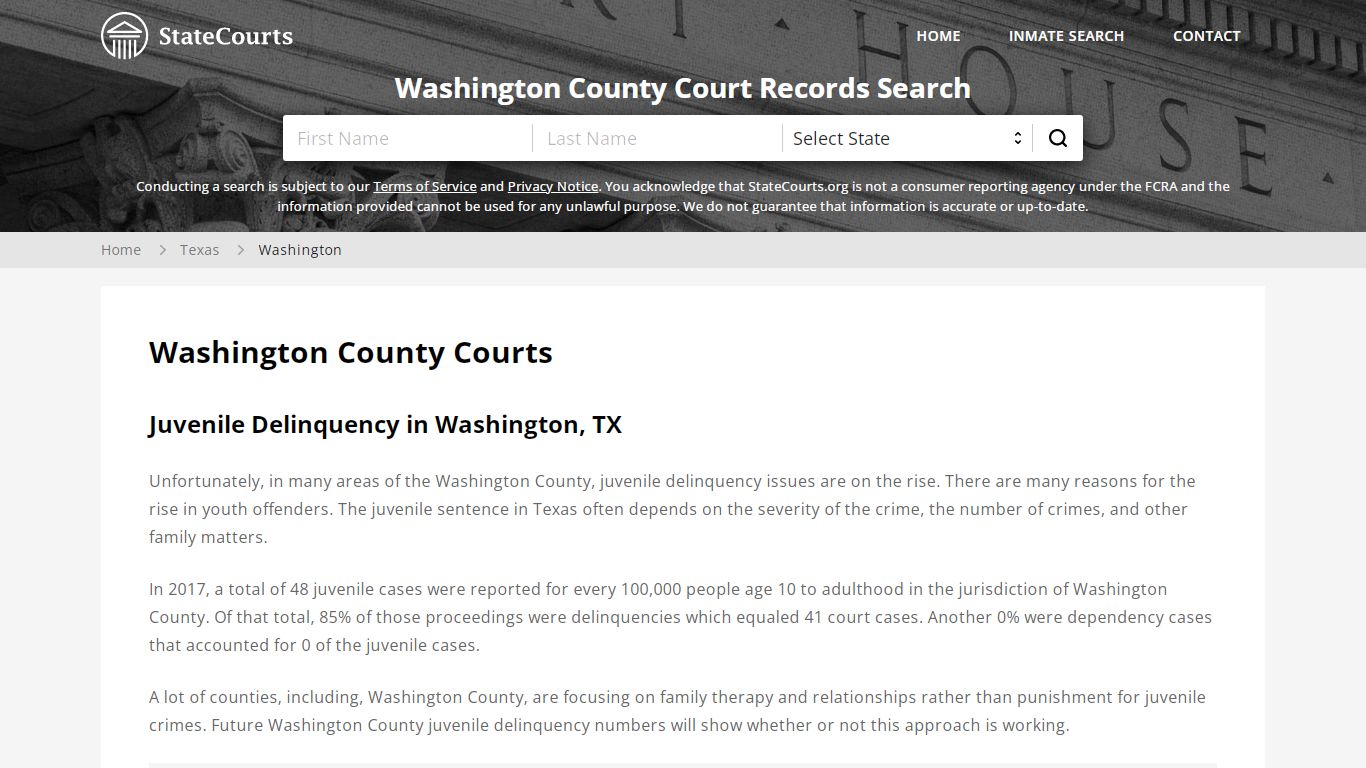 Washington County, TX Courts - Records & Cases - StateCourts